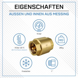 Pangaea Tech Universal Check Valve 1 Inch - Stainless Backflow Preventer with Internal Thread on Both Sides - Gravity Brake for Water Pipes - Check Valve Water 1 Inch