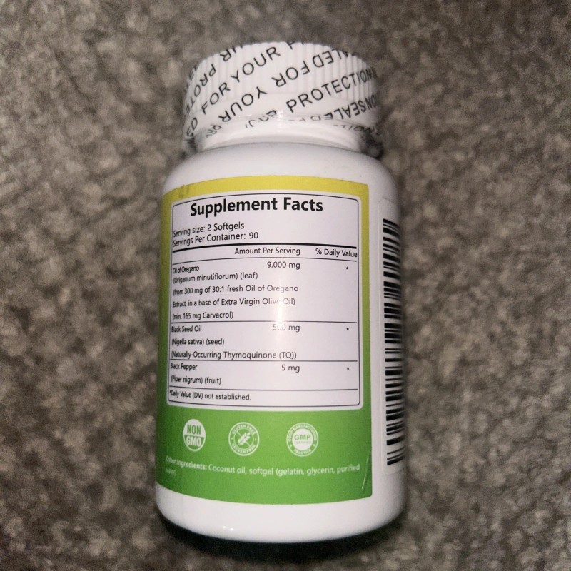 HFELIZ Oil of Oregano with Black Seed Oil Softgels, Extra