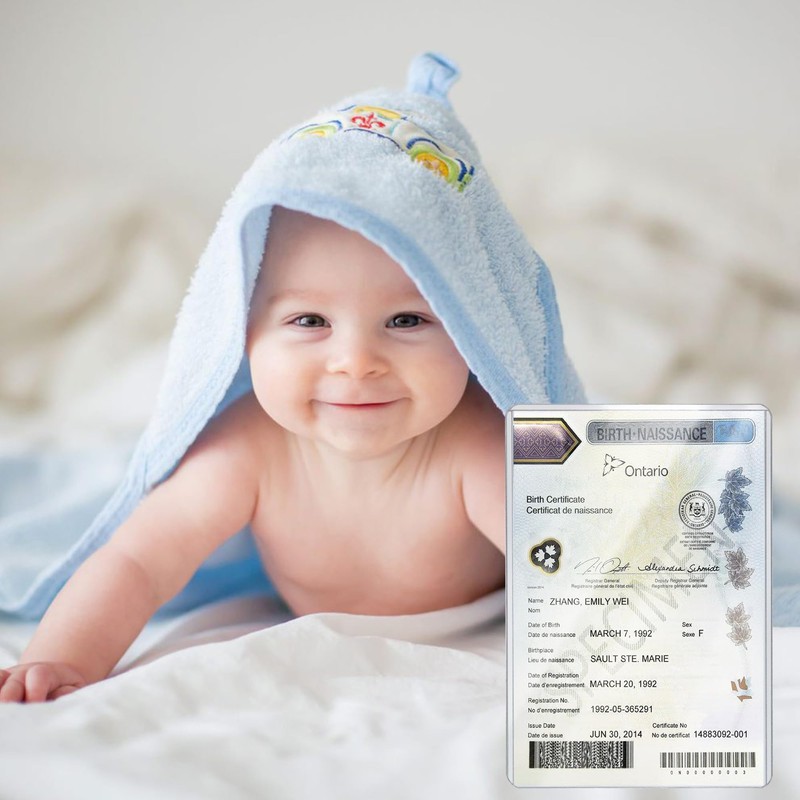 Birth Certificate Holder Canada - 5x7 Inches, Sturdy Clear Plastic