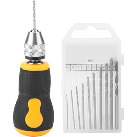 CYSFETENA Mini Woodworking Hand Drill with 10PCS Bits, 9 * 3.5cm Small Hand Drill for Crafting,0.8-3.0mm Precision Pin Vise Woodworking Mini Hand Drill for Art Craft Jewelry Walnut