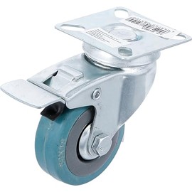 BGS DIY 81963 Swivel Castor with Brake Rubber with Screw-On Base Diameter 50 mm