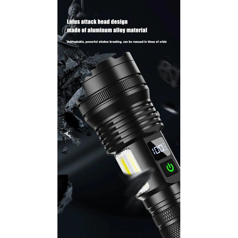 Aeternam Rechargeable Tac Flashlight, 1000+ LMS, Zoomable, LED, USB, IP65,