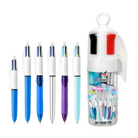 BIC 4 Colours Assorted Retractable Medium Point (1.0 mm) Ballpoint Pens, 6 Pens And Each Pen Contains 4 Colours