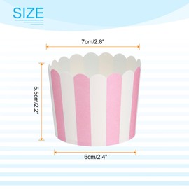 sourcing map 100Pcs Paper Baking Cups 6oz Greaseproof Disposable Bulk Cupcake Muffins Liners Cases Wrappers for Wedding Birthday Graduation, Stripe Pink