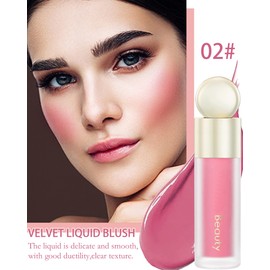 Velvet Liquid Blush Wand, Creme Blush Makeup Stick, Soft Cream Blush Beauty Makeup Dual Use for Cheeks & Lips, Long-Wearing, Natural-Looking, Dewy Finish, Skin Tint Blush, Contour Blush Wand-02