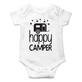 AW Fashions - Body para bebé con diseño de campista feliz y lindo y adorable para recién nacidos, Blanco, 12 meses
