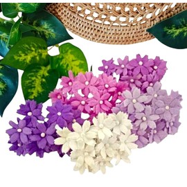 HukDok Artificial Flowers Mulberry Paper Daisy Flower Fake Gerbera Cosmos Floral for Wedding Party Decoration DIY Home Decor Craft Supplies Scrapbooking Embellishment (Purple Tone)