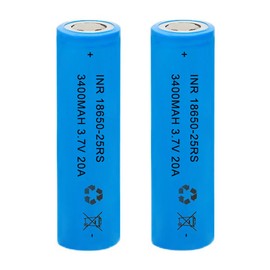 AFSONGOO AFSONGOO 2 Pack 3.7 Volt 18650 Rechargeable Battery 3400mAh 18650 Li-ion Battery for Flashlights, Headlamps, Doorbells, RC Cars (Flat Top)