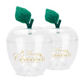 HANZE - Recipientes grandes transparentes en forma de manzana – Tarro de relleno de plástico para decoraciones navideñas, regalo de agradecimiento al profesor de regreso a la escuela, cajas de regalo