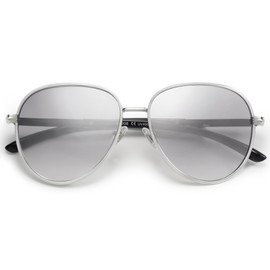 SOJOS Retro Trendy Aviator Sunglasses Women Men 90s Vintage Glasses Stylish Sunglasses SJ1216,(Silver/Silver/Black)