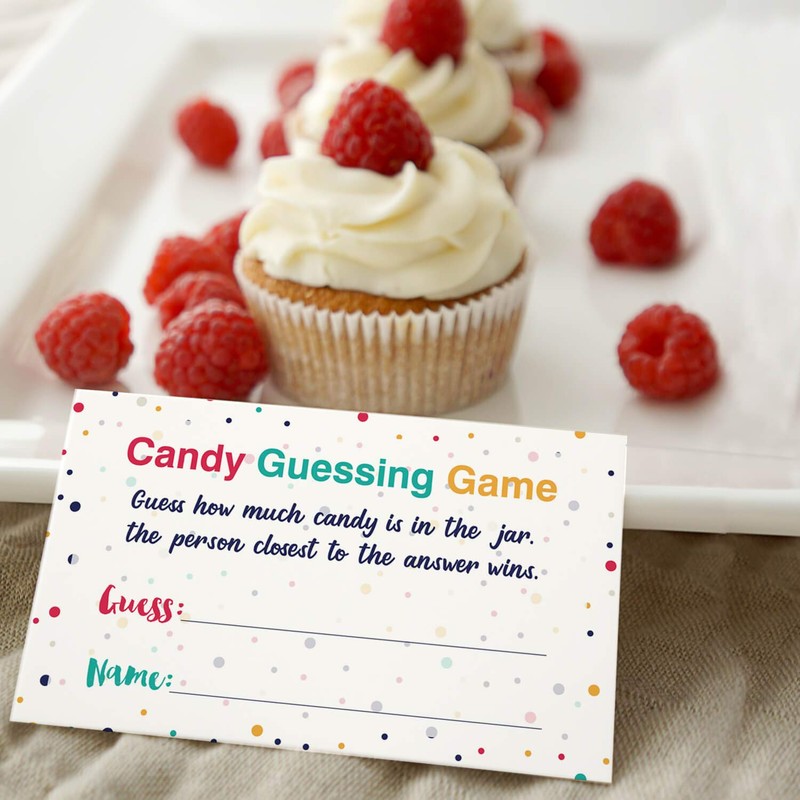 Antgiftshop Candy Guessing Game Cards, Games Activities and Decorations, 50-Pack.