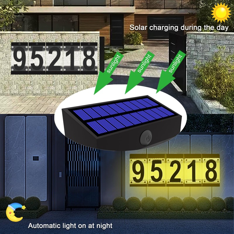 XINDEW Solar House Numbers for Outside, 3D Acrylic Number Colorful