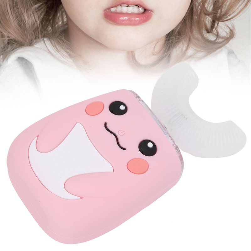 Children Electric Toothbrush Teeth Cleaning Massage UShape Waterproof Automatic Toothbrush(Pink