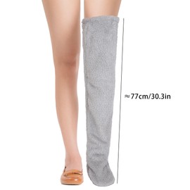 Vermeyen Women's Snuggs Cozy Socks Legs Socks Over Knee High Plush Slipper Socks Knee High Fuzzy Long Leg Warmers Winter Home Sleeping Light Grey