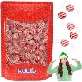 The Dreidel Company Christmas Red and White Peppermint Balls Holiday Hard Candy, Kosher Certified, Individually Wrapped (2 Pounds)