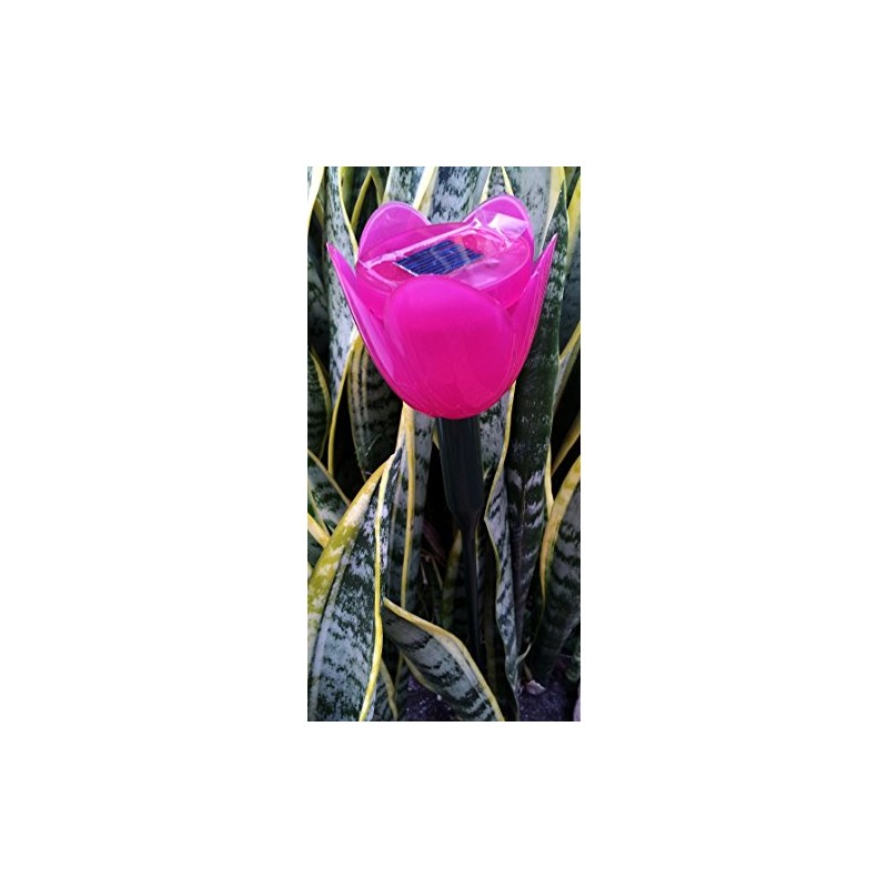 Solar Pink Tulip Light, Flower Garden Stake Decor Landscape Lamp