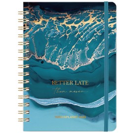 2025 Diary - Appointment Calendar 2025 from January 2025 to December 2025, A5 Weekly Planner with Inner Pocket, Elastic Closure, Calendar 2025 Book Calendar - Blue Waves