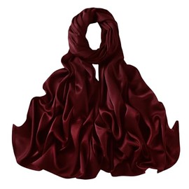 Lina & Lily Women's Silky Satin Scarf Shawl Wrap for Wedding Evening Dress (Burgundy)