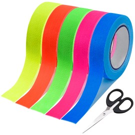 VAIAV 15 Rolls Neon Tape, 5 mm x 20 m, UV Black Light Fluorescent Tape, Neon Tape, Fluorescent Tape for Parties, Art, Craft, Decorations (5 Colours)