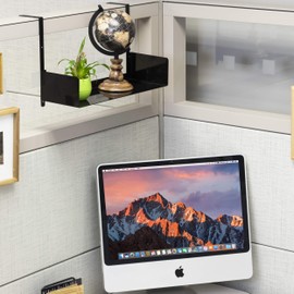 Wallniture Bali Bookshelf and Home Office Desk Organizer Tray, Black Cube Storage Organizer