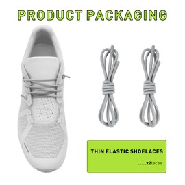 NDTEZUGT 1/10" (2.5mm) Elastic Thin Shoe Laces, Silicone Head Stretchy Round Bungee Shoelaces Replacement Speed Laces for On Cloud Sneakers, Stretch Shoe Strings Tieless (Gray 02, 32''/80cm)