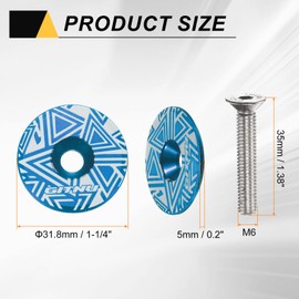 sourcing map 1-1/4 Headset Stem Top Cap Aluminum Alloy Bicycle Stem Top Cap Cover with Bolt for MTB Road Mountain Bike, Blue