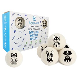 Organic Wool Dryer Balls: Eco-Friendly & Chemical-Free | Our Anti-Entanglement Reusable Eliminates Wrinkle Static | 6-Pack XL Dryer Balls for Laundry is Made with New Zealand Wool (Dog)