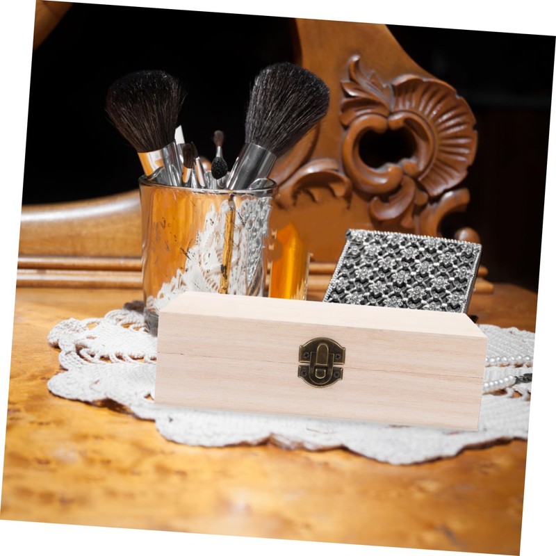 Ciieeo Unfinished Wooden Box with Hinged Lid Sturdy Wooden Keepsake