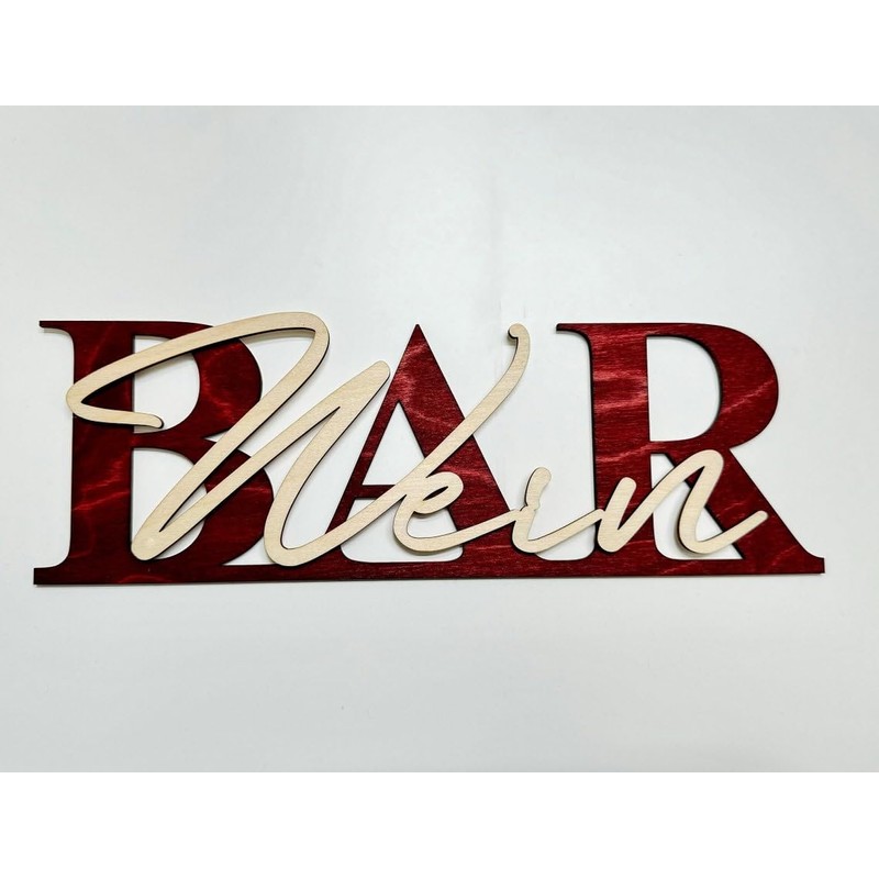 Wein-BAR Schild mit 3D-Schriftzug aus Holz (30cm) Schwarz