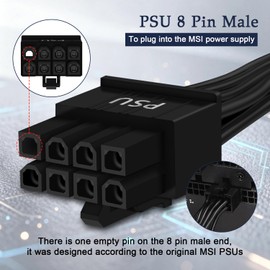 YEZriler 2-Pack 8 Pin PCIe Cable for MSI MAG A650GL A750GL A850GL A1000GL A1250GL Power Supplies, ATX 3.0, 8 Pin Male to PCIe 8 Pin (6+2) Male Sleeved Cable for MSI MPG A850G A1000G PSU