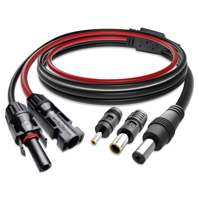 Peakelect Solar Connector to DC 5.5mmx2.1mm Adapter Extension Cable 16AWG