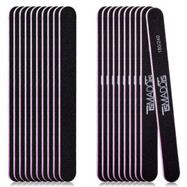 TsMADDTs - Limas de uñas de grano 180/240 para uñas de acrílico natural, limas de uñas de doble cara, lavables, para niñas, mujeres y hombres