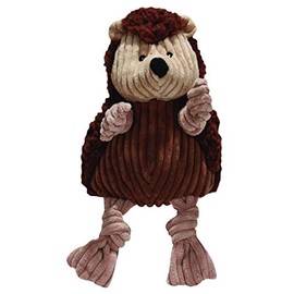HuggleHounds Plush Corduroy Durable Squeaky Knottie, Dog Toy, Great Dog Toys for Aggressive Chewers, Hedgehog, Large