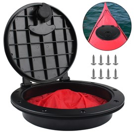 VEITHI 6 Inch Deck Plate Kit Deck Hatch with Storage Bag for Boat Kayak Rigging,Included Fasteners, Deck Plate Kit for Kayak-Black (1Pack)