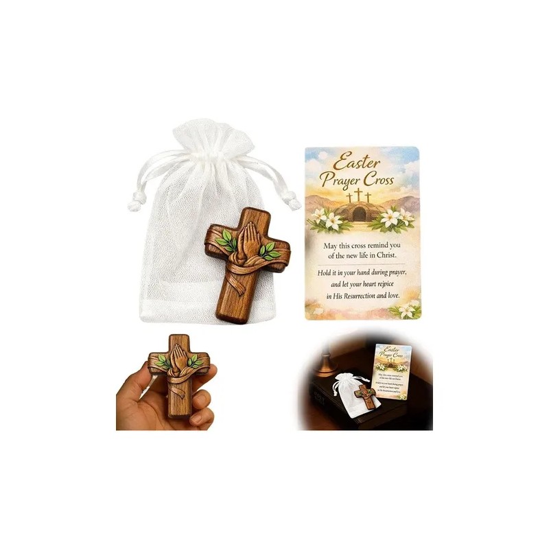 Cruz De Oracin De Bolsillo, Mini Soporte De Madera Hecho