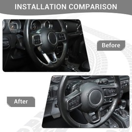 PDKLIN - Funda para volante para Jeep Wrangler JL JLU/Gladiator JT 2018-2023, base de volante superior/inferior accesorios de decoración interior, 7 piezas, grano de fibra de carbono