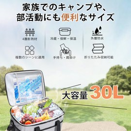 Boweer Cooler Box, Large Capacity, 8.9 gal (30 L), Insulated, Waterproof, Foldable, Camping, Fishing, Picnics, Sports Events, Cherry Blossom Viewing