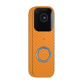 MightySkins Carbon Fiber Skin Compatible with Blink Video Doorbell - Solid Orange | Protective, Durable Textured Carbon Fiber Finish | Easy to Apply and Change Styles | Made in The USA