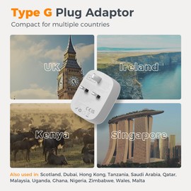 TESSAN US to UK Plug Adapter with 3 USB (1 USB C), 4 in 1 Type A and B to Type G Plug Adaptor with 13A Fuse, 3250W Max, American to UK Travel Adapter Accepts USA, Canada, Mexico, Japan Appliances
