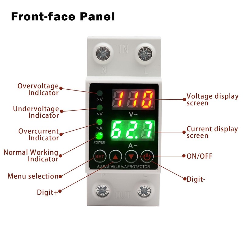 63A Smart Voltage Protector, Adjustable Over Voltage & Low Voltage