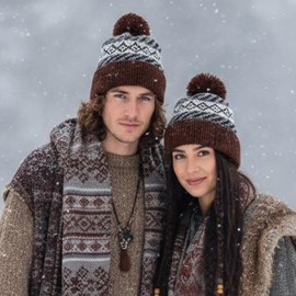 GURU SHOP Bobble Hat from Nepal, Virgin Wool Hat, Winter Hat - Grey/Brown, Men/Women