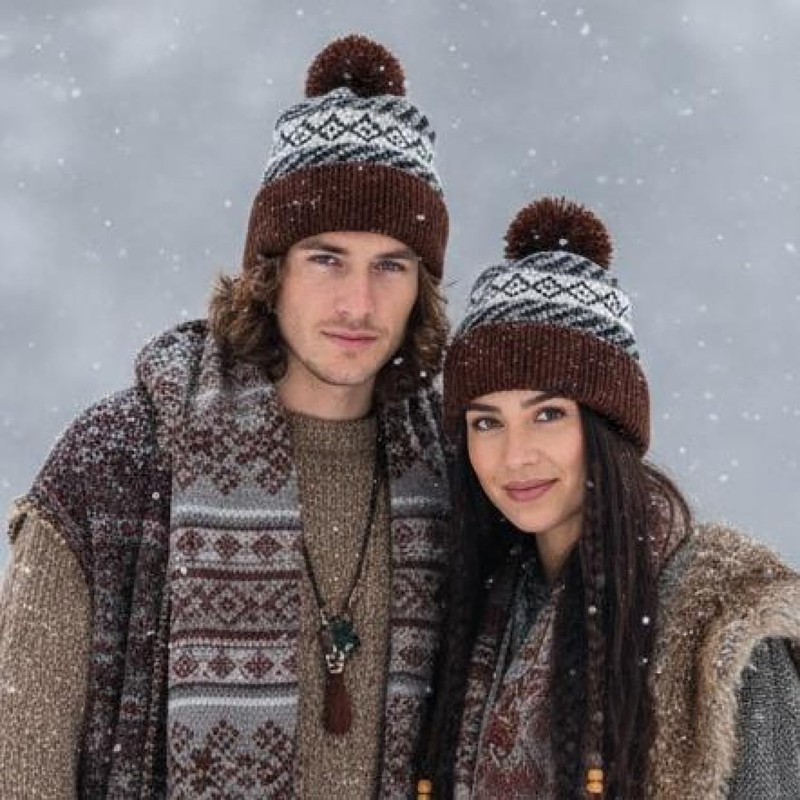 GURU SHOP Bobble Hat from Nepal, Virgin Wool Hat, Winter