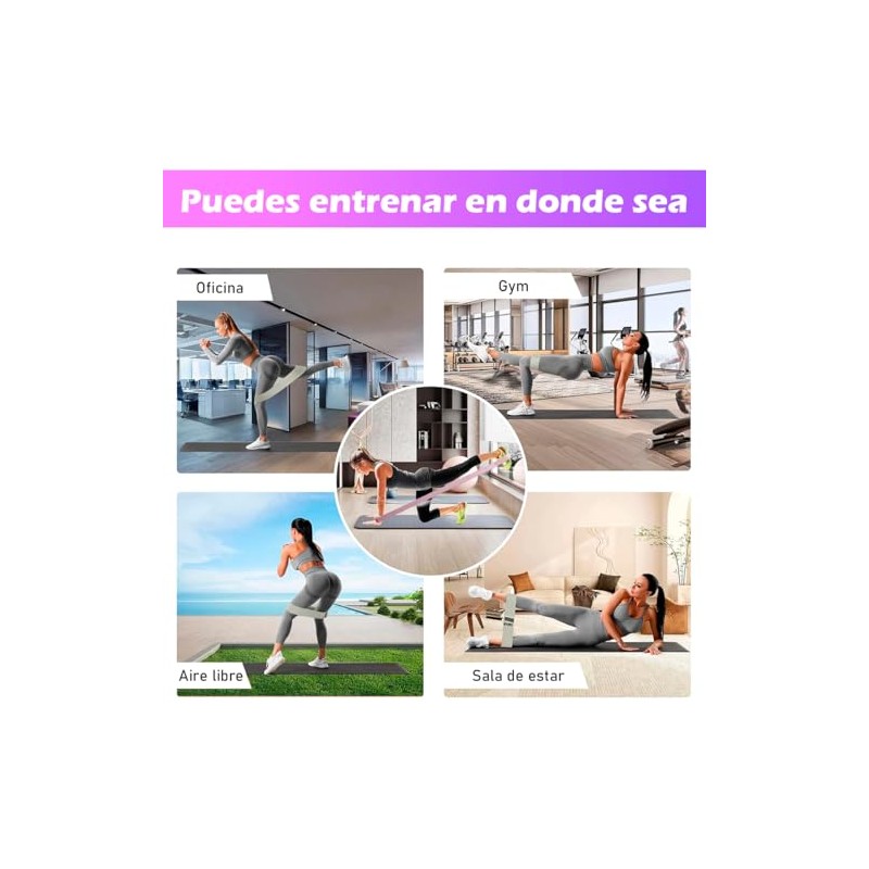 Set De 3 Ligas De Resistencia De Tela con Antideslizante