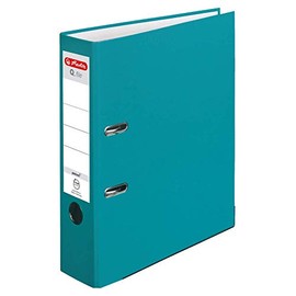 Herlitz® Q.file Folder | Spine 8 cm | PP Film | Office Organiser for A4 Documents | Change Label | Lever Mechanism with Print Strip | Fits 600 Sheets | Mint