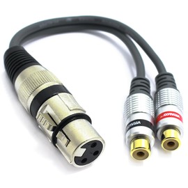 VITALCO XLR Female to 2x RCA Female Adapter 3 PIN Microphone to Double RCA Plug Cable