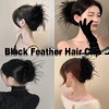 Black Feather Hair Clip Ostrich Fluffy Clips Ponytail Clamps Shark