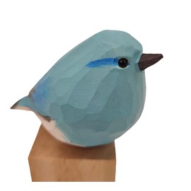 TALKLEK Hand Carved Wooden Bird Figurines, Creative Small Bird Statue for Home Decor, Bird Gifts for Bird Lovers (Blue Robin)