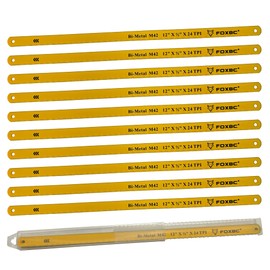 FOXBC Hacksaw Blade 12-inch Metal Cutting, 24 TPI, Bi-Metal M42, 10-Pack