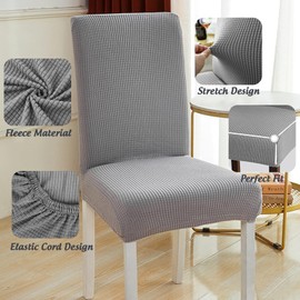 Sueving Dining Chair Covers, High Back Dining Room Chair Covers Set of 4, Black Washable Stretch Chairs Slipcovers for Home Kitchen Hotel Banquet (Grey)