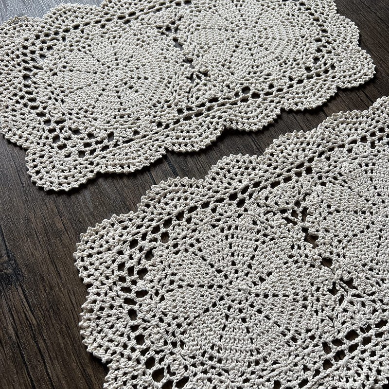 Phantomon Lace Doilies Handmade Crochet Placemats Cotton Doilies Cloth Lace,